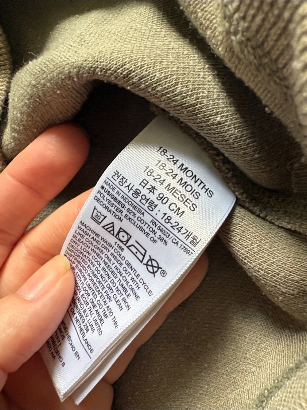 GAP Kids Olive Green Waffle Thermal Sweatshirt